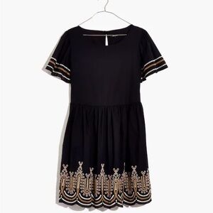 Madewell Embroidered Eyelet Puff-Sleeve Mini Dress - M